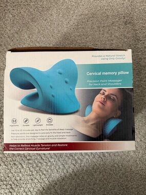 Osiris Teal Cervical Memory Pillow with Hand Massager